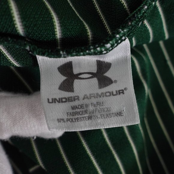 Under Armour Shirt Mens‎ Size 2XL Striped Polo Sports Golf Green Stretch Logo - Picture 3 of 12